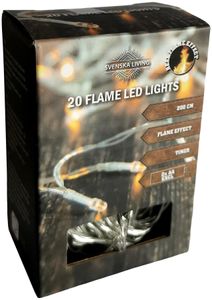 20er LED Lichterkette mit Flammeneffekt warmweiß Batterie Timer Flamme innen