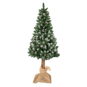 MARK ADLER Xmas | Künstlicher Weihnachtsbaum auf einem Stamm | mit Schnee und Zapfen | Höhe 180cm | behandelter Holzstamm | dicht bestückten Zweigen