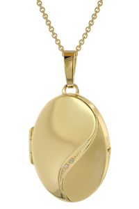 trendor 39660 Halskette mit Medaillon-Anhänger Silber 925 gold plattiert, 50 cm