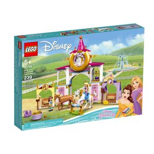 LEGO 43195 Disney Princess Belles und Rapunzels königliche Ställe, Bauspielzeug für Kinder ab 5 Jahren mit Pferd- und Minipuppen-Figuren