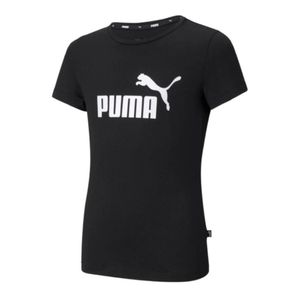 PUMA Mädchen T-Shirt - ESS Logo Tee, Rundhals, Kurzarm, uni Schwarz 128