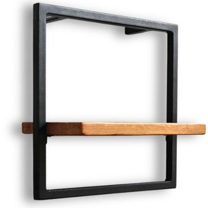 holz4home® Wandregal Small in schwarz gerahmt | 30x30x15cm | Ohne Baumkante, Natur geölt | Inkl. Befestigungen aus Stahl für Schweberegal