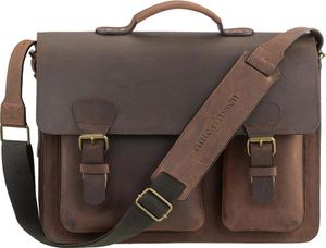 Ruitertassen Lehrertasche Leder Schultasche Aktentasche 2 Fächer ranger braun Tasche für Schule Uni Beruf Damen und Herren 40x30cm