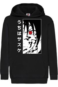 Sasuke Dětská mikina s kapucí Sweatshirt Comics Manga Japan Anime Animation Gift, 12-13 let - 152 / Černá