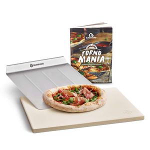 Burnhard Universal Pizzastein für Backofen & Grill aus Cordierit | rechteckig | für Brot, Flammkuchen & Pizza geeignet | 38 x 30 x 1.5 cm inkl. Pizzaschieber