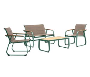 Dehner Gartenlounge Korsika, 4-teilig inkl. Tisch, wetterfeste Lounge, Aluminium / FSC®-zertifiziertes Teakholz / Textilene, grün