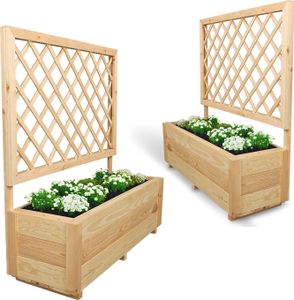2er Set Pflanzkästen mit Rankgitter - Kiefer - 98 x 34 x 104cm