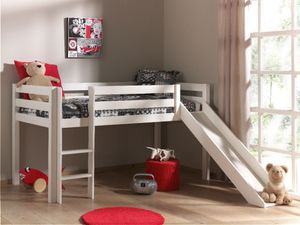 Pino Spielbett mit Rutsche 90x200 cm Weiß, Matratze:Softdeluxe