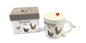 Kaffeebecher Hühner mit Geschenkbox, Tasse Tiere Tier Geschenkset "Breakfast Club", Huhn