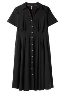 sheego Damen Große Größen Hemdblusenkleid mit ausgestelltem Rock Citywear sportlich V-Ausschnitt Knopfleiste