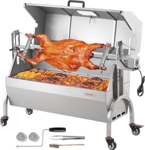VEVOR gril na jehněčí, gril na selata, gril na rožni, 90 kg BBQ gril na dřevěné uhlí pro celé prase, jehně, kůzle, elektrický motor 52 W, nerezový otočný rožeň s uzamykatelnými kolečky VEVOR gril na jehněčí, gril na selata, gril na rožni, 90 kg BBQ gril na dřevěné uhlí pro celé prase, jehně, kůzle, elektrický motor 52 W, nerezový otočný rožeň s uzamykatelnými kolečky