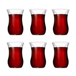 Pasabahce 42021.6 Set 6-tlg. Teeglass Optikli Cay Bardagi Gläser-Set für 6 Personen