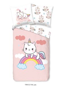 Good Morning Kinder Bettwäsche Einhorn Katze - 135x200 cm - 100% Baumwolle