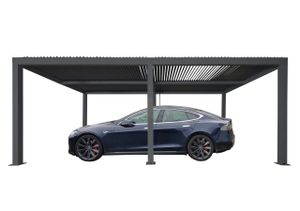 Carport MCW-L46, Autoüberdachung Garage Unterstand, 11cm-Aluminium-Gestell, Regenrinne sturmfest, 3x6m  anthrazit