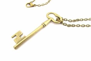 Schlüssel Kette Halskette Miniblings 50cm Key Schlüsselkette rund Schloss Bronze