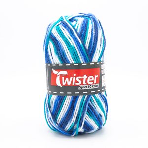 50g Twister Sport color  türkis-blau 14 stricken häkeln