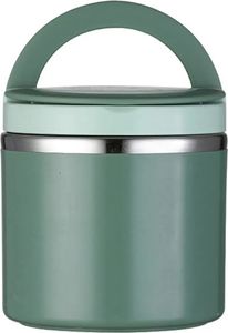 1000ml Thermo Lunchbox aus Edelstahl mit Griff, Vakuumversiegelung wärmender Lebensmittelbehälter, Frühstückstasse, Suppenschüssel, grün