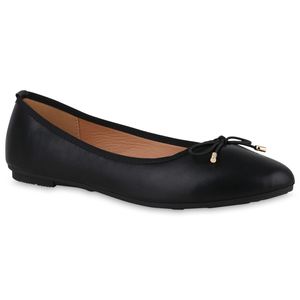 VAN HILL Damen Klassische Ballerinas Slippers Schleifen Schuhe 840273, Farbe: Schwarz, Größe: 42