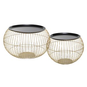 Atmosphera Créateur d'intérieur Korbtisch Alya 2er Set Metall gold schwarz 40 cm x 66,5 cm