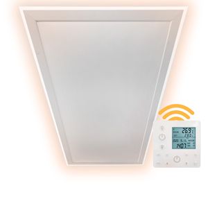 Heidenfeld Infrarot-Deckenheizung HF-HP500 - Bis 20 m² - Mit Licht Warmweiß - Fernbedienung - LED-Rahmen - Dimmbar (800 Watt)