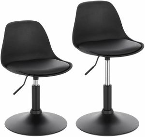 WOLTU 2 x výškovo nastaviteľná barová stolička, PP+PU, čierna