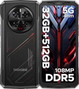 DOOGEE V40 5G Outdoor Handy Ohne Vertrag Android 14, Dimensity 7300, 32GB+512GB Outdoor Smartphone 8680mAh/33W 6.78" 120Hz 108MP+20MP Nachtsicht, Rot