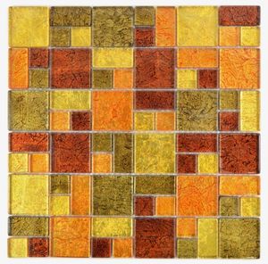 Mosaikfliese Transluzent Kombination Glasmosaik Crystal gold orange Struktur MOS88-07814