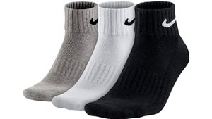 Nike Herren Damen One Quater Socken 3er Pack - Farbe: weiß / grau / schwarz - Größe: 34-38