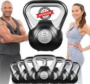 Miweba Sports Kettlebell KB200 | Kunststoff-Kugelhantel - 4-12 kg - Anti-Rutsch-Griff - Hartgummifüße (8,0 kg)