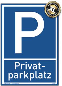 Großes Schild Privat Parkplatz blau | stabiles Alu Schild mit UV-Schutz 30 x 42 cm