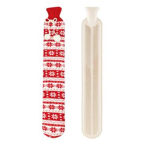 Wärmflasche Schlauch lang 2L mit Bezug,Nackenwärmflasche zum Umbinden, Wärmegürtel zu Hitze auch Kühlen für Nacken,(Rot)
