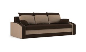 Couch HEWLET 220x90 mit Schlaffunktion - Schlafcouch mit Bettkasten - STOFF HAITI 5 + HAITI 3 Braun&Cappuccino