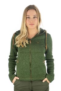 TOM COLLINS Damen Fleecejacke Freizeitjacke Zipper hochgeschlossen mit Kapuze Adisur, Größe:48, Farbe:trachtengrün