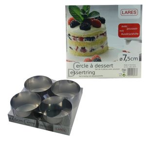 LARES Tortenringe / Dessertringe 4er Set inkl. Ausdrückelement - Durchmesser jeweils ca. 7,5cm