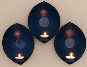 Wandkerzenhalter, Wandteelicht - Blau, Metall, 24*33*8 cm, Teelichthalter & Kerzenhalter