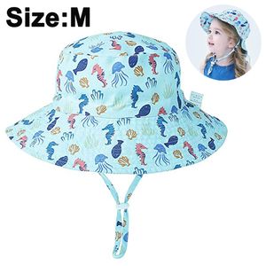 1 Stück Mädchen Sonnenhut Verstellbarer Hut mit breiter Krempe Sonnenschutz UPF 50 für Baby Mädchen Jungen Säugling Kind Kleinkind Uni(M, blau)