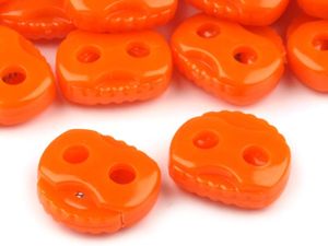10 Kordelstopper mit zwei Löchern 20x20mm, Durchzug 5mm, Farbe:orange