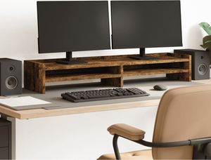 vidaXL Stojan na monitor dymový dub 100x24x16 cm materiál na báze dreva
