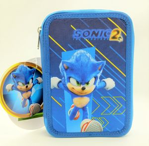 Sonic 2 Federmäppchen 2-Fach Federtasche gefüllt blau