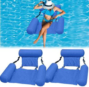 2er Wasserliege Floating Wasserhängematte Luftmatratze Wasser Poolsitz Schwimmsessel Blau