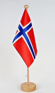 Tischflagge Norwegen 25x15 cm mit Holzständer