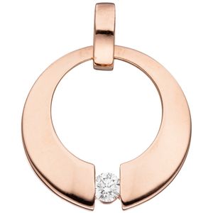 JOBO Anhänger rund 585 Gold Rotgold 1 Diamant Brillant 0,08ct. Rotgoldanhänger