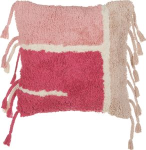 BELIANI Poduszka dekoracyjna różowa bawełniana 45 x 45 cm tuftowana z frędzlami boho styl poszewka