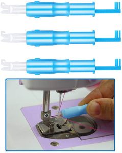 Einfädelhilfe für Nähmaschinen,3er Pack Automatischer Nähnadel Inserter Kunststoff Nadeleinfädler Werkzeug für Nähmaschine Blau 7.5cm