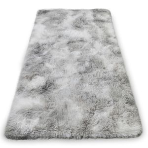 Hochflor Teppich wohnzimmerteppich Langflor 200 x 300 cm - Teppiche für Wohnzimmer flauschig Shaggy Schlafzimmer Bettvorleger Outdoor Carpet Grau – Weiß