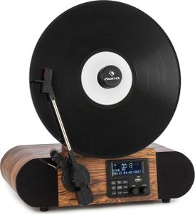 auna Verticalo SE DAB, retro gramofón, DAB+, FM tuner, USB, BT, AUX, drevo