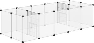 PawHut Freigehege, DIY Kleintiergehege, Meerschweinchen Gehege, Erweiterbarer Auslauf für Kleintiere, mit 18 Platten, Stahl, PP-Harzplatte, 175 x 70 x 45 cm, Weiß