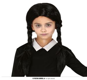 Zopf-Perücke für Kinder Halloween-Kinderperücke schwarz