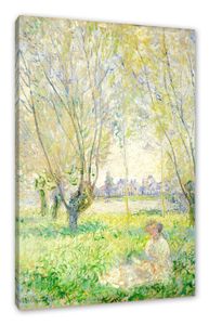 Claude Monet - Frau unter den Weiden sitzend - Leinwandbild / Größe: 60x40 cm / Wandbild / Kunstdruck / fertig bespannt