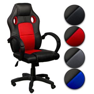 Chefsessel Bürostuhl Gamingstuhl Schreibtischstuhl, Farbe:Schwarz/Rot